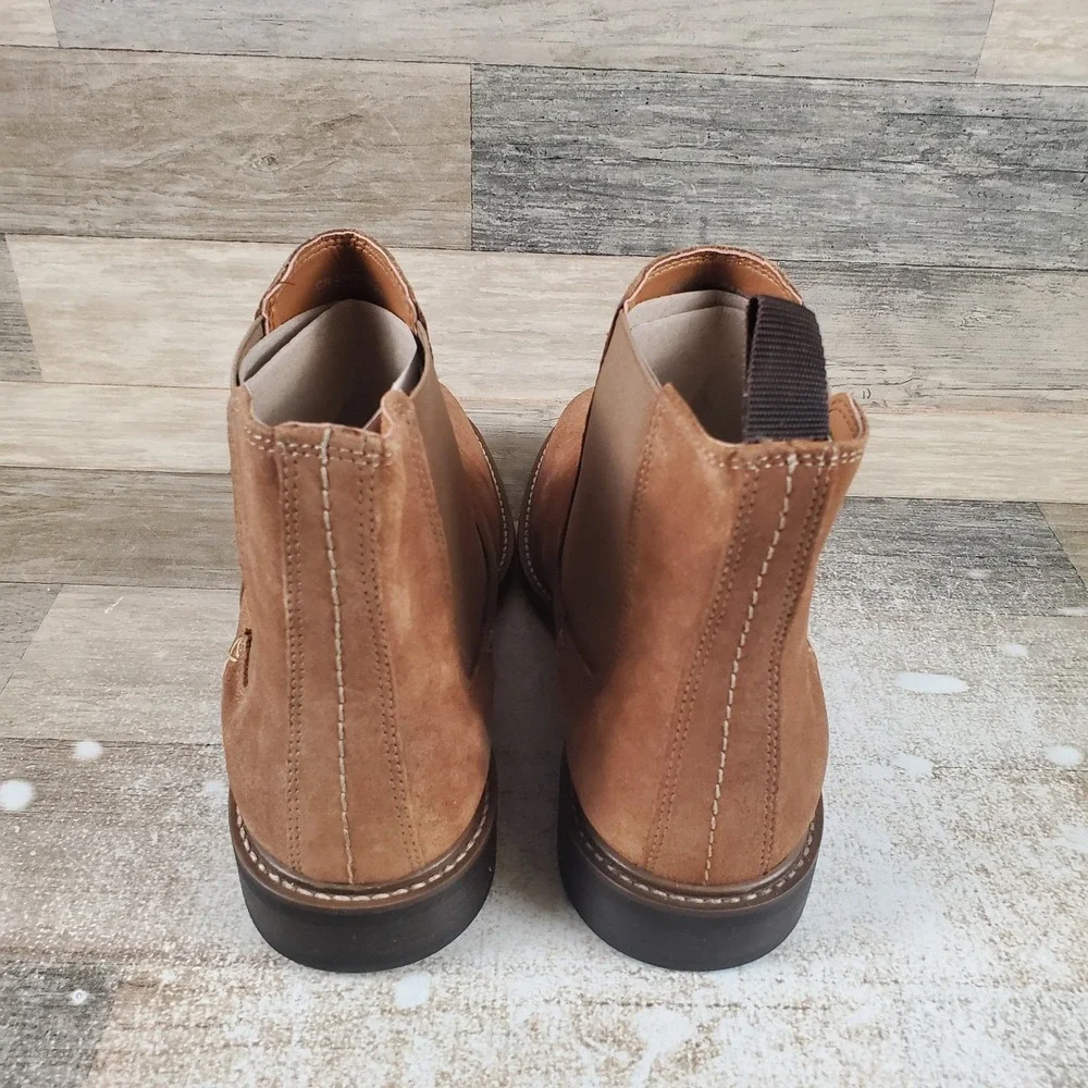 Crown Vintage Lanbart Men Ankle Chelsea Boots Sz 8 M Brown Suede Leather Pull On